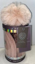 VINCE CAMUTO Faux Fur Pom Knit Beanie One Size NIB Pink MZ5