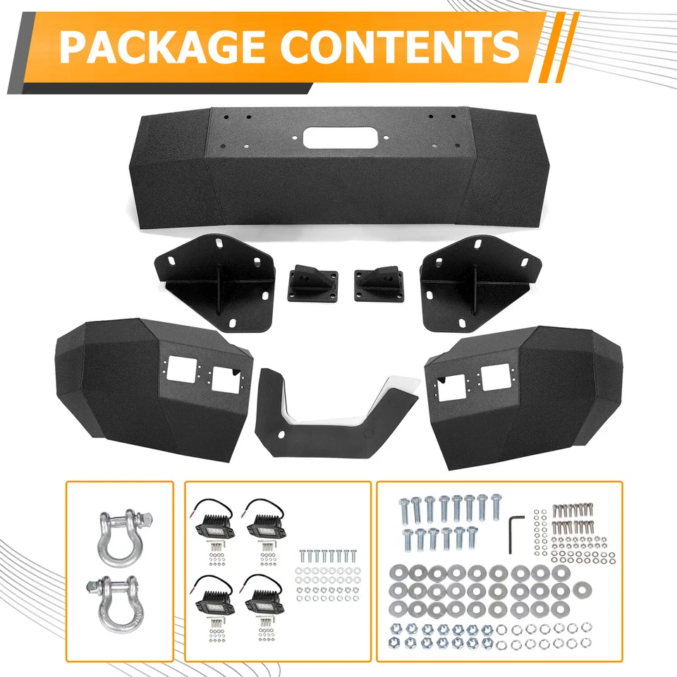 For 14-15 Chevrolet Silverado 1500 Front Bumper Steel w/Winch &LED Light &D-ring - Image 3 of 4