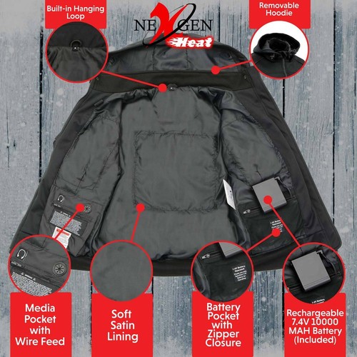 NEXGEN HEAT Chaqueta Calefacción Suave para Hombre con Capucha Desmontable **JUEGO MPM1761 - Imagen 5 de 15