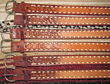 VTG Western C M Co Tooled Embossed Buckstitch Leather Belts 6 pc Size 24 NEW