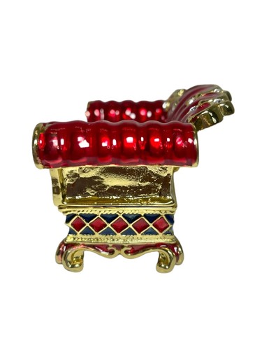 Klappsofa Schmuckkästchen Sofa rot mit goldfarbener Couch Royal - Bild 3 von 12