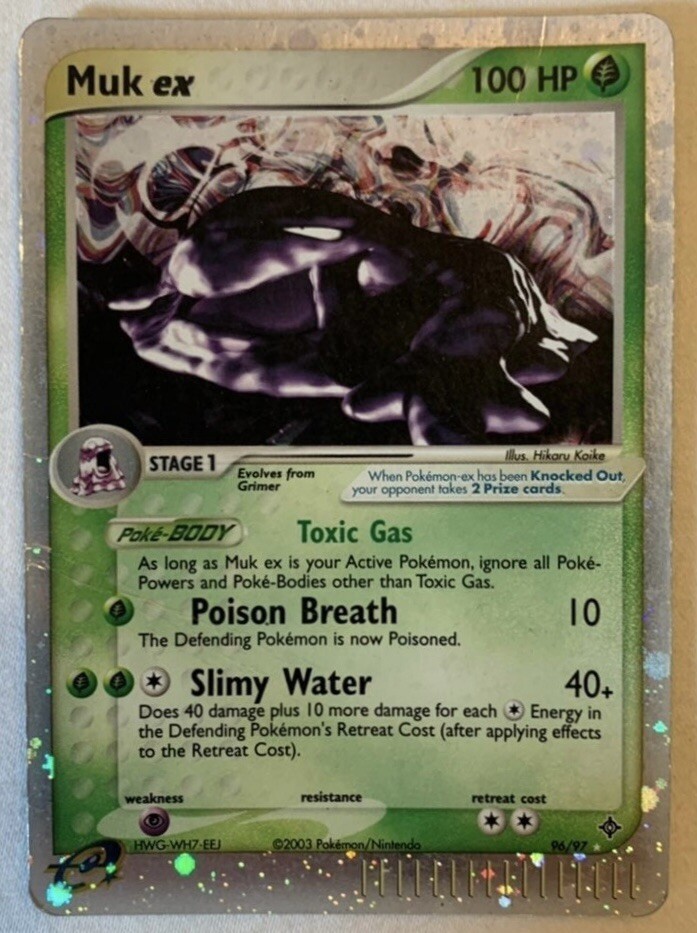 Muk EX 96/97 Dragon Holographic Pokemon Card Fermi Bubbles Grading F--