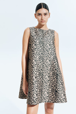 H&M JACQUARD-GEWEBE ETUIKLEID MINI LEOPARD ANIMAL PRINT M MEDIUM 10 6 38