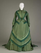 1870s Victorian Wedding Dresses Ball Gown Costume Historical Victorian Satin