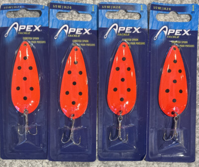 4 Packs Apex Gamefish Spoon 1/2 OZ Orange With Black Musky Pike Walleye Bass