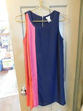 Paraphrase Color Block Stripe Shift Dress Navy Blue Red Pink EUC Fabulous sz 2