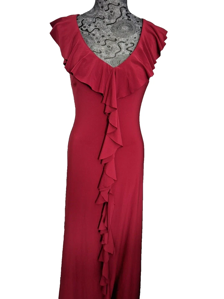  Nuevo sin etiquetas Vestido/Vestido Jersey JS Boutique Volantes Rojo Profundo Talla 4 Foto 3 de 4