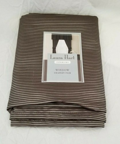 4 pc Laura Hart Interiors Boulevard Panels & Tiebacks (1 Pair) 84" x 84" NIP - Picture 3 of 12