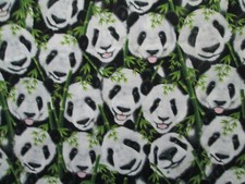 PANDA BEAR FACES PANDAS FLOWERS JUNGLE COTTON FABRIC FQ