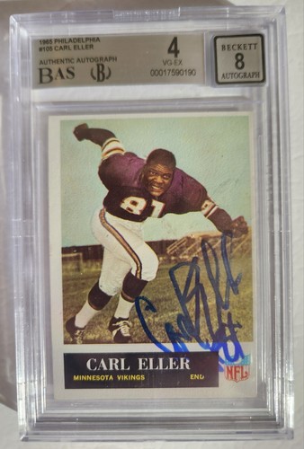 1965 Philadelphia Carl Eller Autographed BGS BAS 4 8 HOF 2004 Rookie Card RC - 第 1/2 張圖片