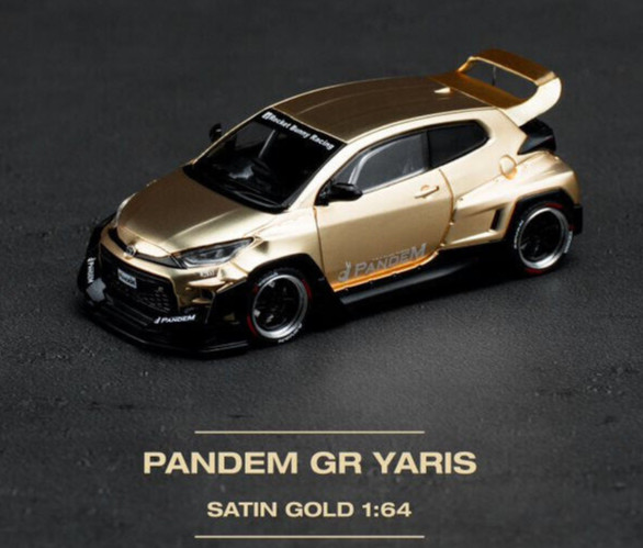 Гоночный автомобиль Toyota Pandem GR Yaris - Satin Gold в масштабе 1:64, отлитый под давлением PR640041