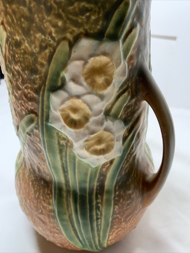 Roseville Jonquil 1931 Vintage Arts And Crafts Pottery Brown Ceramic Vase 544-9 - Picture 8 of 12