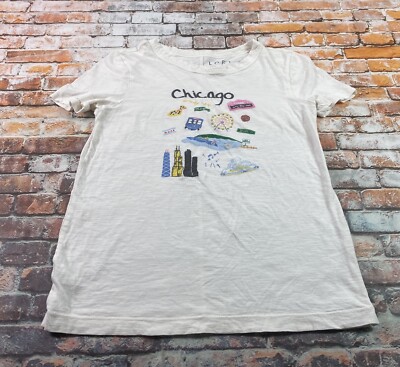 Loft T Shirt Ladies XS White Short Sleeve Chicago Windy City Casual Tee Womens