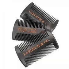 Engrave logo-Black comb wooden Fine  Coarse Teeth comb Dual Sided for men beard
