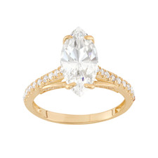 2ct Marquise Cut Simulated Diamond Ring Accents Solitaire 14k YellowGold Plated