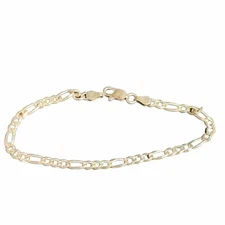 Signed FAS 925 Sterling Silver Figaro Link Bracelet Italy 7.5”