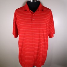 Nike Golf Polo Shirt Mens XL Fit Dry Performance Red Striped Short Sleeve