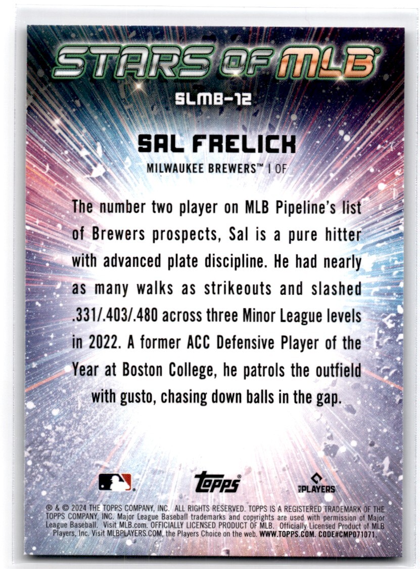 2024 Topps Stars of MLB Sal Frelick RC Milwaukee Brewers