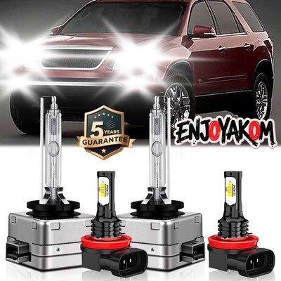 For GMC Acadia 2013-2019 LED Headlight Hi/Lo + Fog Light Bulbs Combo 4x HID