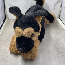 FAO Schwarz German Shepherd Black Brown Puppy Dog Plush Stuffed Laying Down 14  