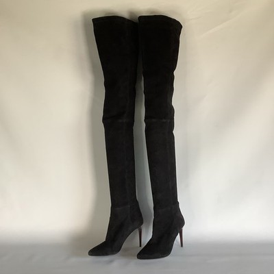 Balmain x H&M Black Suede Over The Knee Thigh High Boots - US 5.5 / EU 36