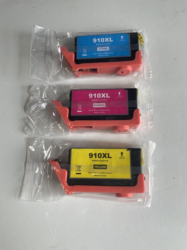 3 - HP Compatible 910XL  Cyan Yellow Magenta Ink Cartridges. Sealed. 