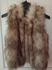 Women's Ci Sono By Cavalini Brown Faux Fur Vest Size Medium