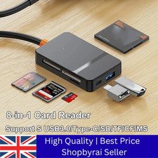 Memory Card Reader 8 in 1 USB 3.0 and USB-C to SD Micro SD MS CF Card Reader