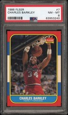 1986 Fleer Basketball #7 Charles Barkley Rookie RC PSA 8