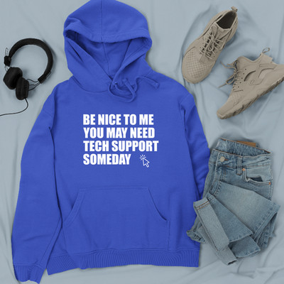 Lustiger Hoodie Tech Support Be Nice To Me Computer Helpdesk IT Geek Nerd Geschenk