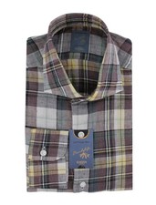  375 Barba Napoli Purple Plaid Linen Shirt - Extra Slim - BN9162513 