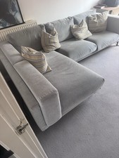 IKEA Grey Fabric Corner Chaise Sofa 4-Seater Silver Frame 270x160cm