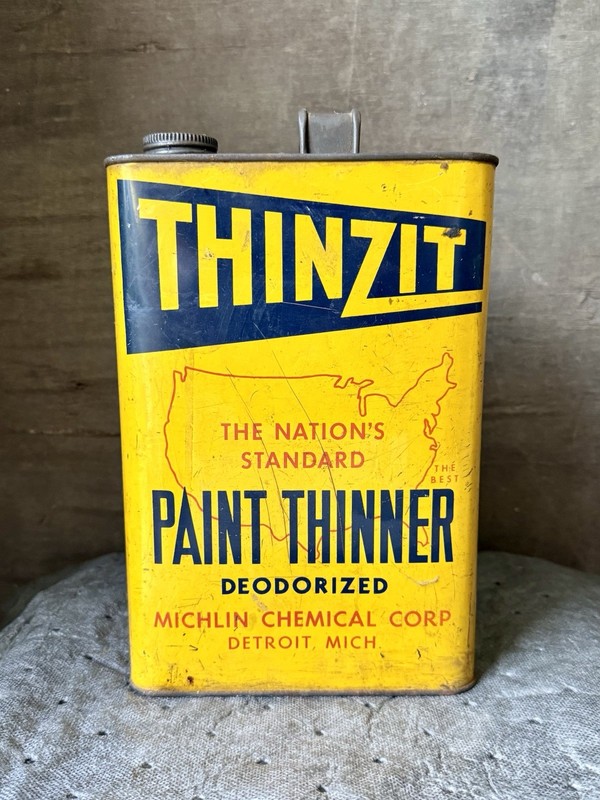 Vintage Michlin Thinzit Paint Thinner Empty Gallon Can - Detroit