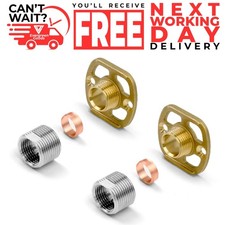 Brass Shower Fixing Kit Backplates (Pair) with 3/4 Connections - Wall Mounted
