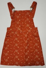 Shein Mod Women L Overall Short Dress Rust or cinnamon with a floral embroidered
