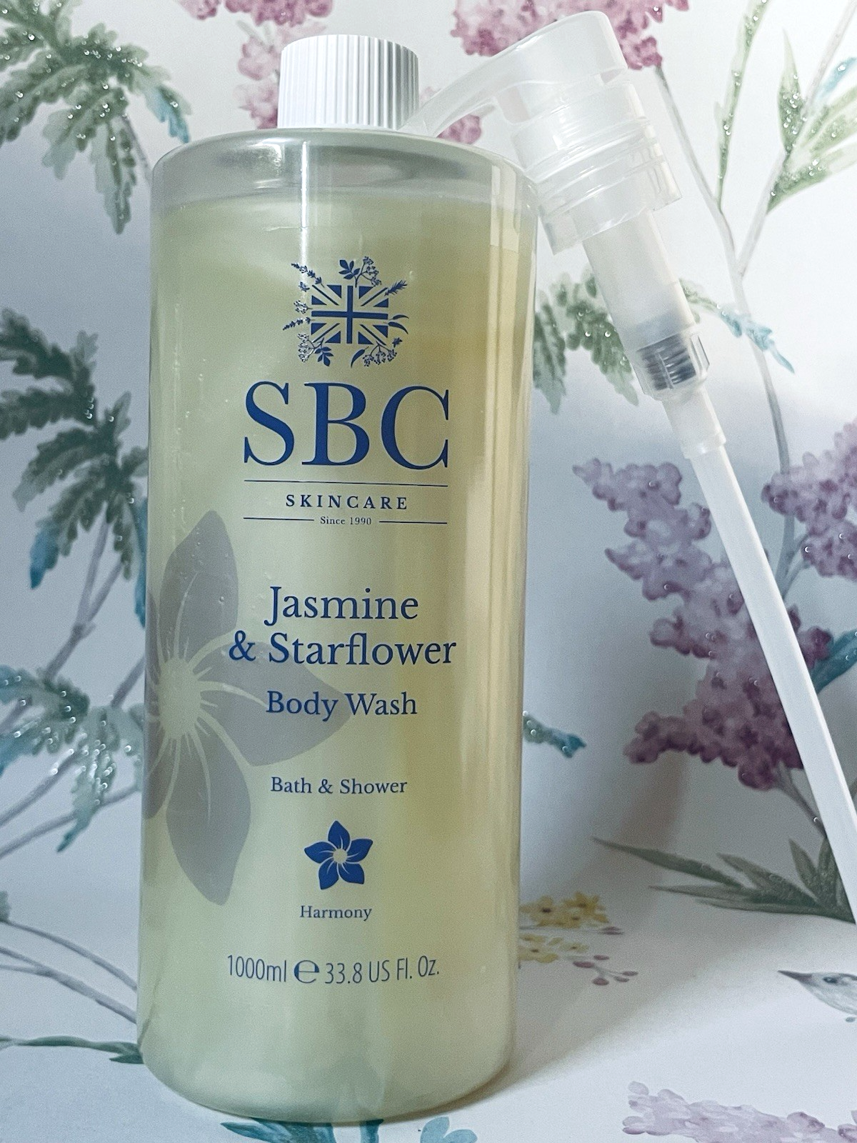 SBC Jasmine And Starflower Body Wash Bath Shower Gel Floral Moisturising 1000ml