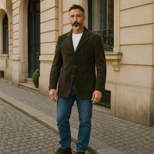 J. Peterman Sport Coat Mens 44 L Brown Corduroy Cotton Heavyweight South Africa