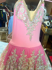 Kids Pink Ballet Dance Costume Dress Floral Print Tulle Skirt Polyester- 6 years