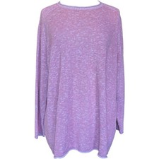 Eileen Fisher 1X Organic Linen Cotton Slub Knit Tunic Sweater Mauve Pink Purple