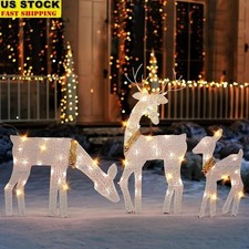 60 LED Lighted Reindeer Family Christmas Decoration Indoor Outdoor Yard Decor US