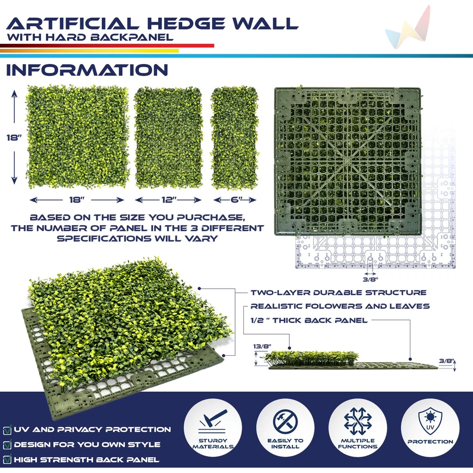 Pared de seto de boj artificial verde césped falso exterior partición decoración de pared Foto 2 de 4