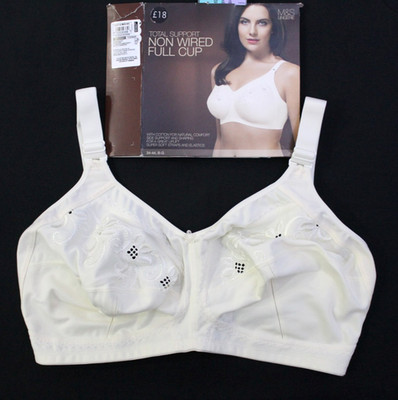 M & S Total Support Vollschalen BH ohne Bügel superweiche Träger ~ creme ~ Gr. 36G