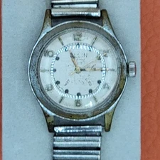 Vintage Elgin bubble top Antimagnetic Incablok Wrist Watch for Repair Or Parts