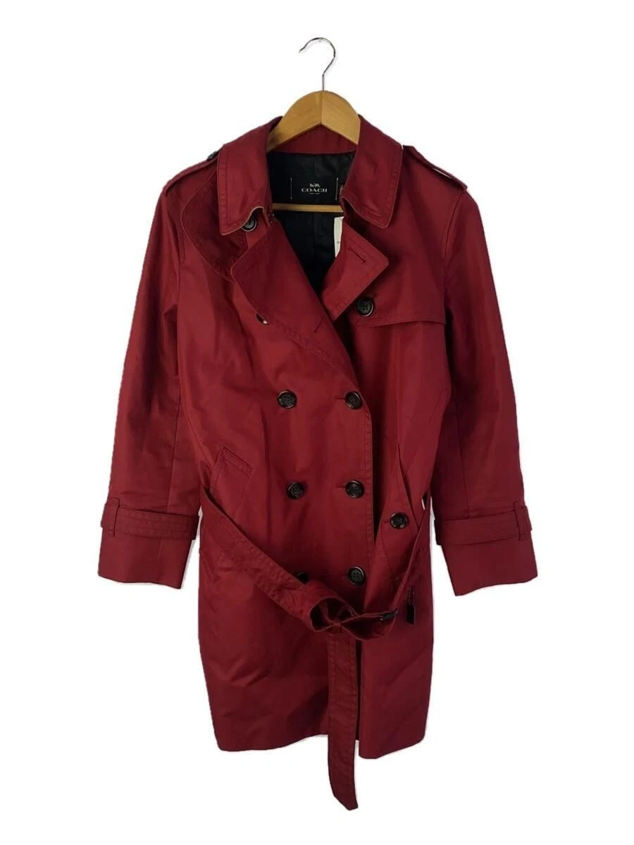 Coach Trench Coat Cotone Rosso Tinta Unita F34025 Completo Macchiato