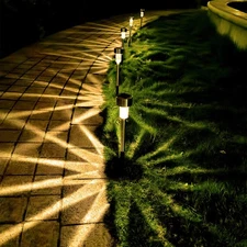 Solar Lights Outdoor Garden Landscape Pathway Lights - 12 Pack Stainless Stee...