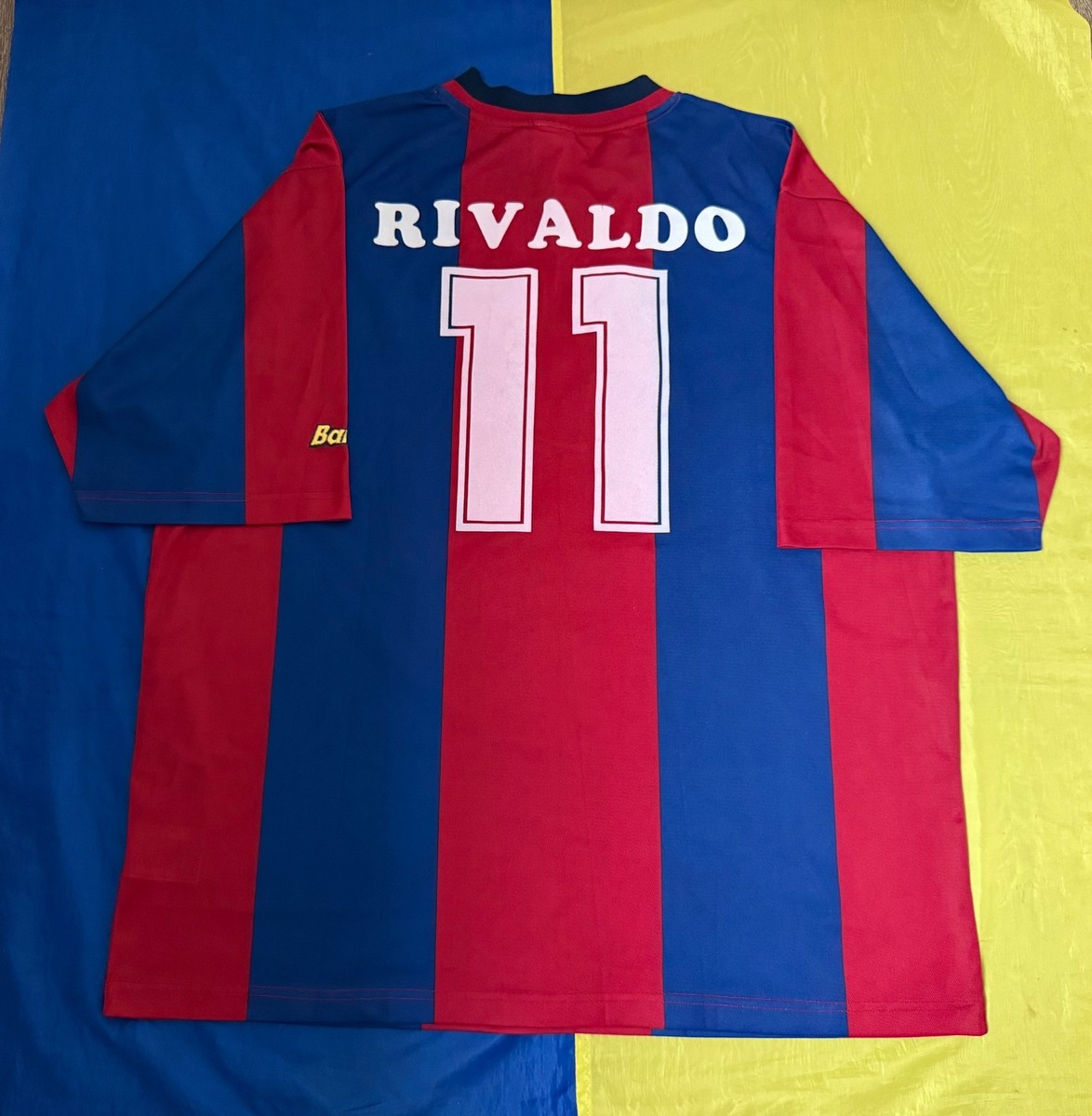 BARCELONA 1998 2000 HOME # 11 RIVALDO SOCCER JERSEY FOOTBALL SHIRT
