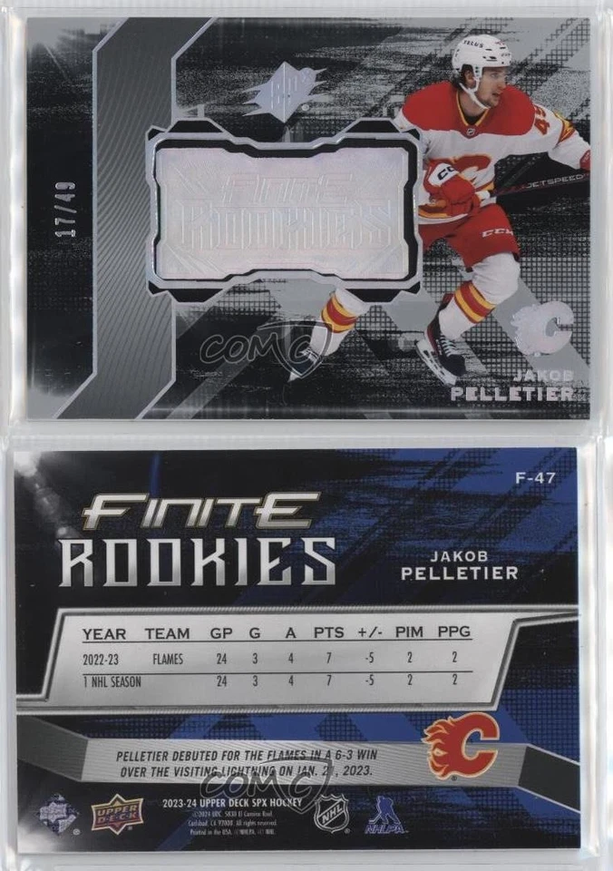 2023-24 SPx Finite Rookies Silver Spectrum /49 Jakob Pelletier #F-47 RC - Image 3 of 3