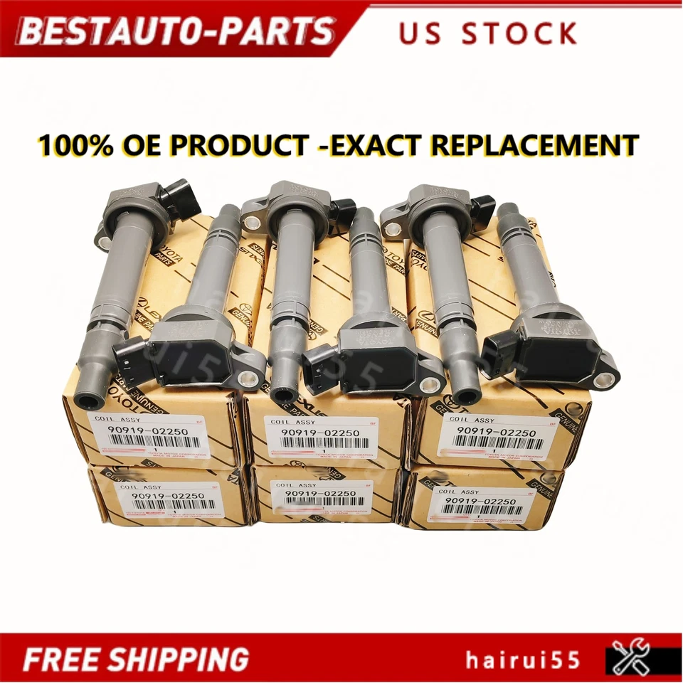 6X New OEM Ignition Coils Denso for Toyota 2007-16 Camry 3.5L IS350 90919-02250 - Imagem 4 de 4