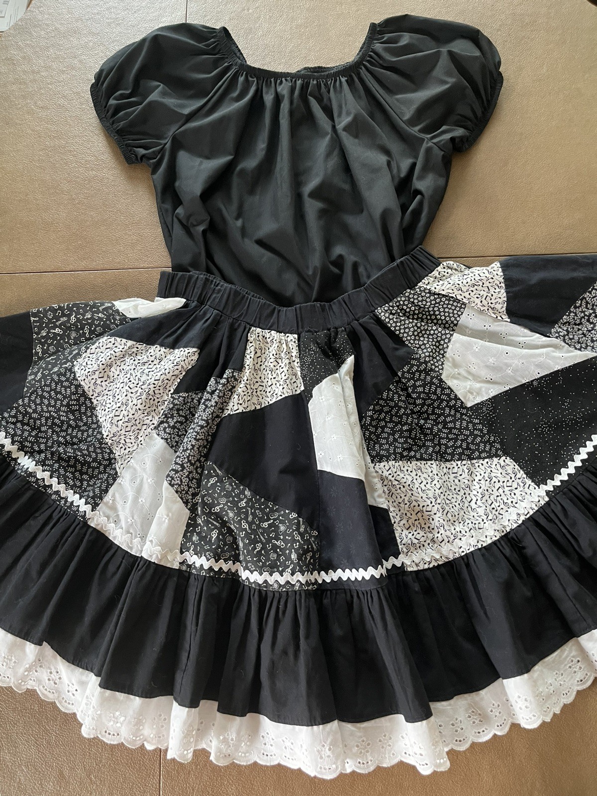 Black and White Patchwork Design Square Dance Out… - image 13