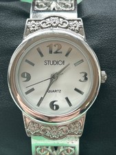 Studio Time Silver Tone Women  s Cuff Watch